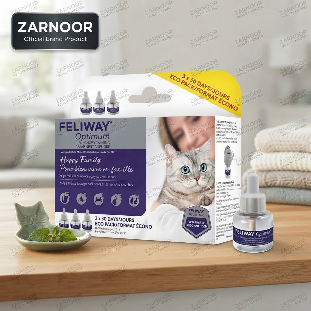 Zarnoor Feliway Optimum Enhanced Calming Cat Diffuser Refill Eco Pack - 3 x 30 Days