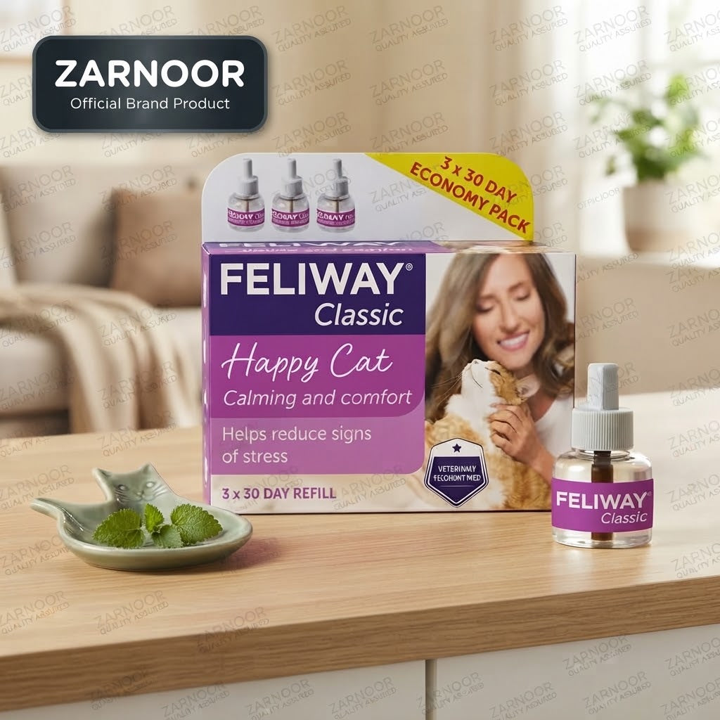 Zarnoor Feliway Classic Happy Cat Calming Pheromone Diffuser Refill Economy Pack - 3 x 30 Day