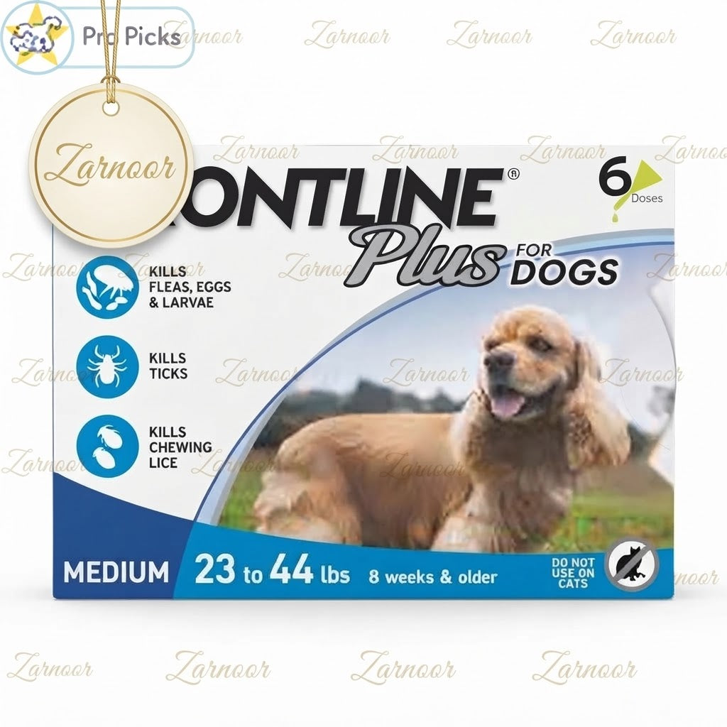 Zarnoor Frontline Plus Flea and Tick Treatment for Medium Dogs (23–44 lbs, 6 Doses)