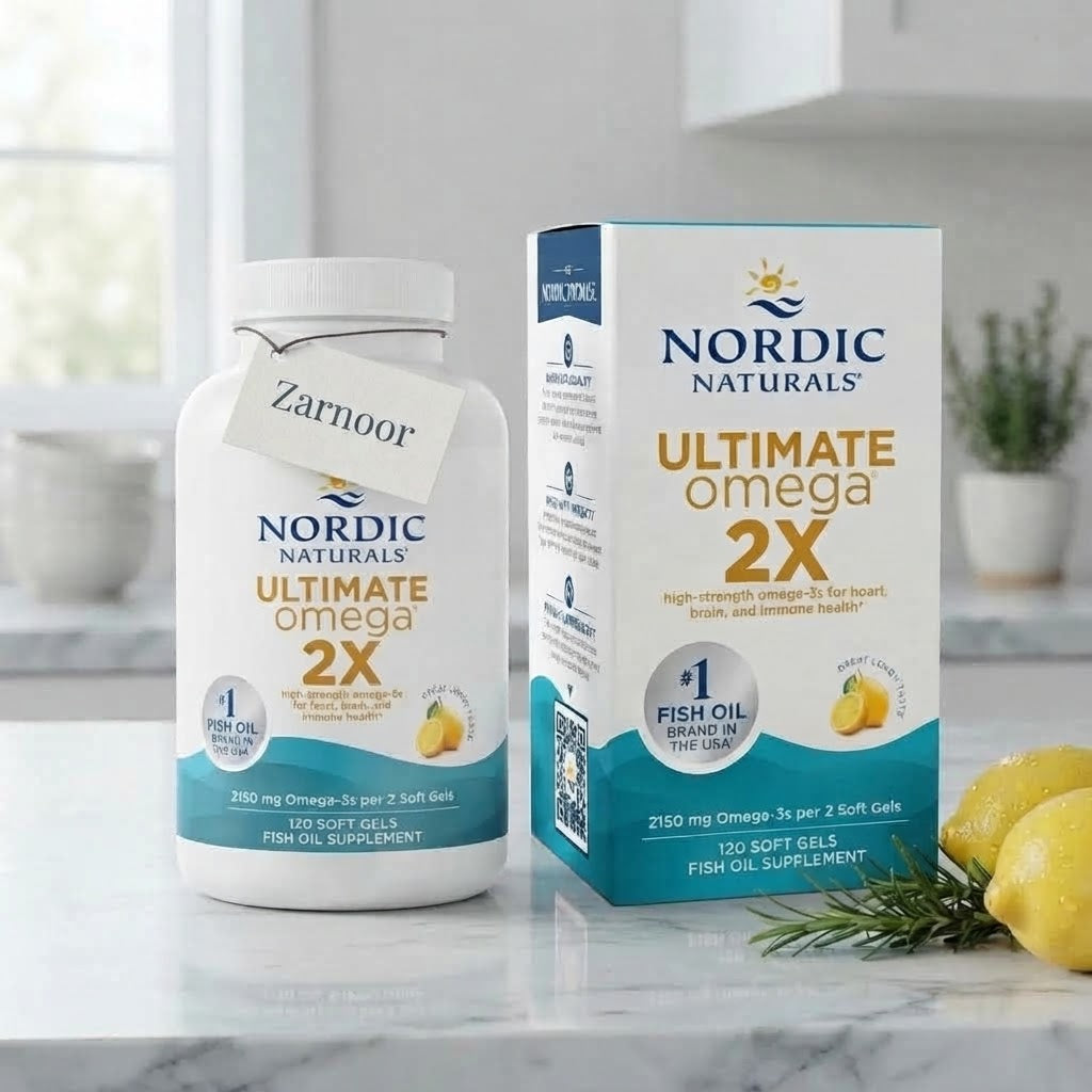 Zarnoor Nordic Naturals Ultimate Omega 2X High-Strength Lemon Flavor Fish Oil Supplement - 120 Soft Gels