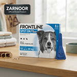 Zarnoor Frontline Spot On Plus Flea, Tick & Lice Treatment for Medium Dogs (10-20 kg) - 6 Pipettes
